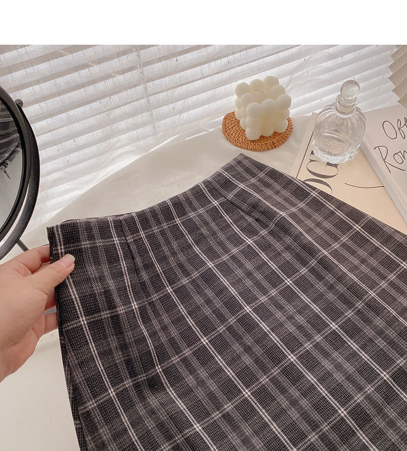 New Korean high waist Hong Kong style retro skirt 5326