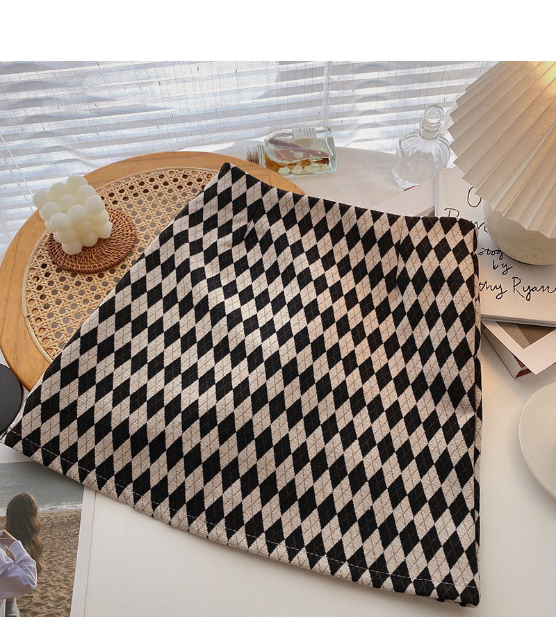 Hong Kong style retro fashion color matching Plaid thin high waist skirt 5343