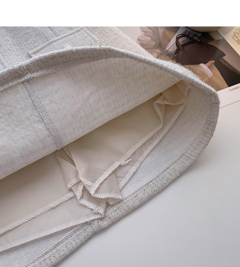 Korean retro small fragrance bright silk high waist A-shaped skirt 5393