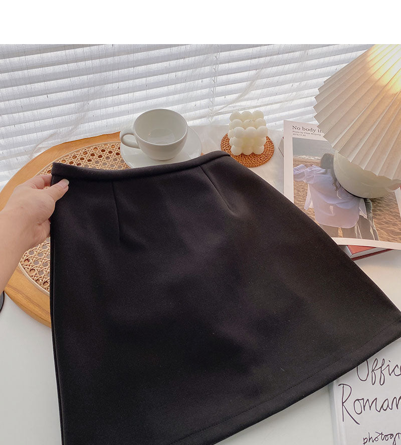 Jupe en laine, taille haute, slim, décontractée et polyvalente 5325