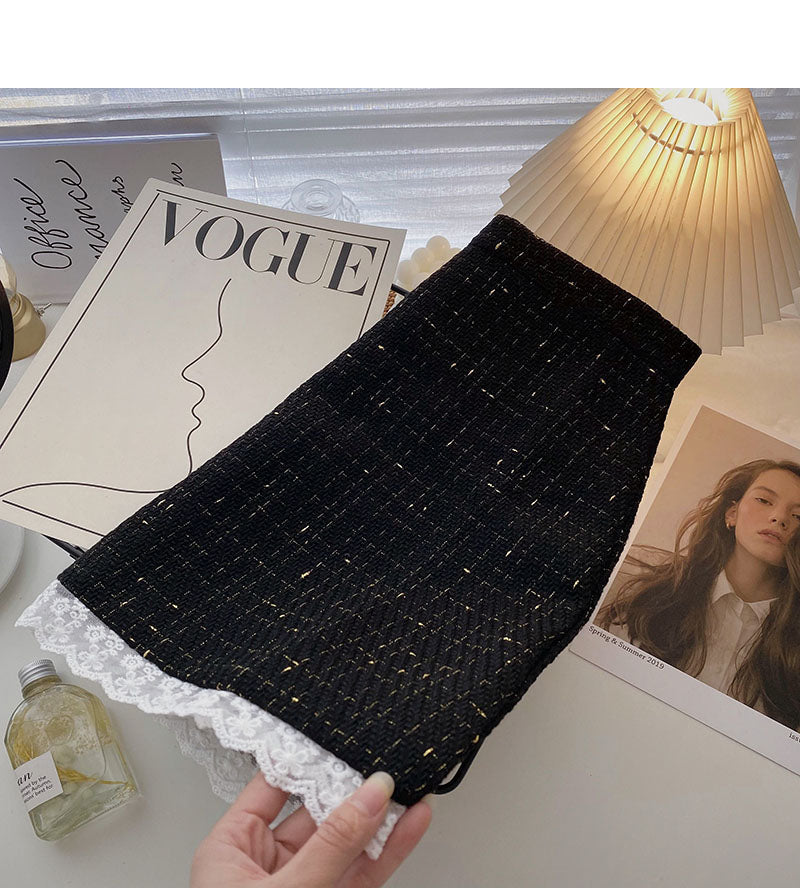 Lace Panel Design Hip Wrap high waist skirt 5286