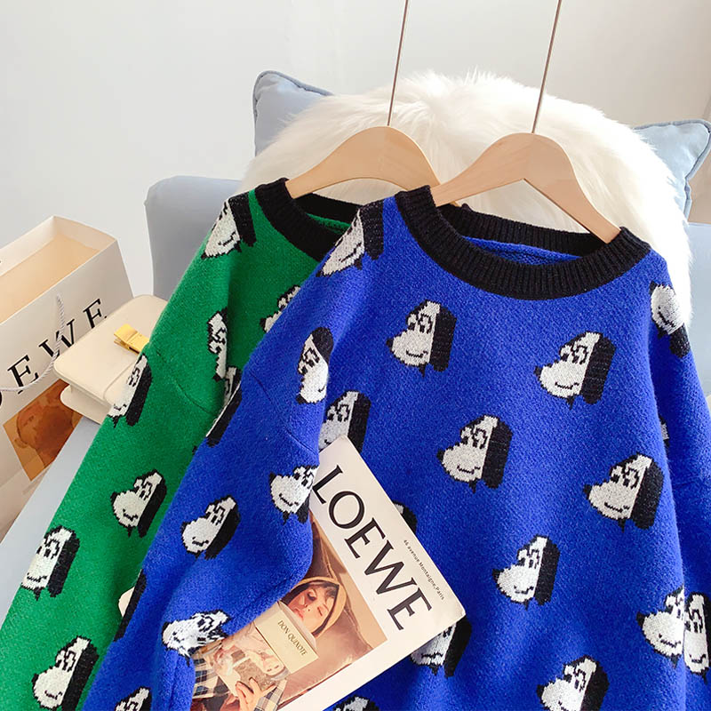 College style cute cartoon dog pattern sweater 5197