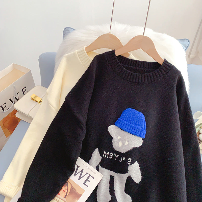 Cute bear three-dimensional hat sweater female design sense minority 5199