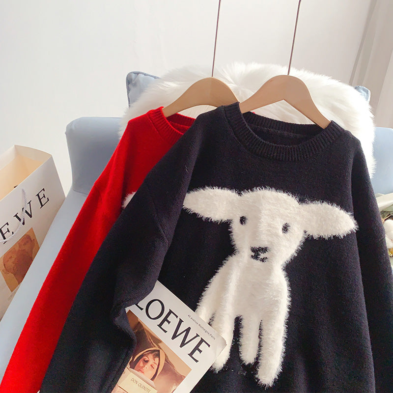 Klein blue sweater women's lazy wind knitted bottom shirt 5156