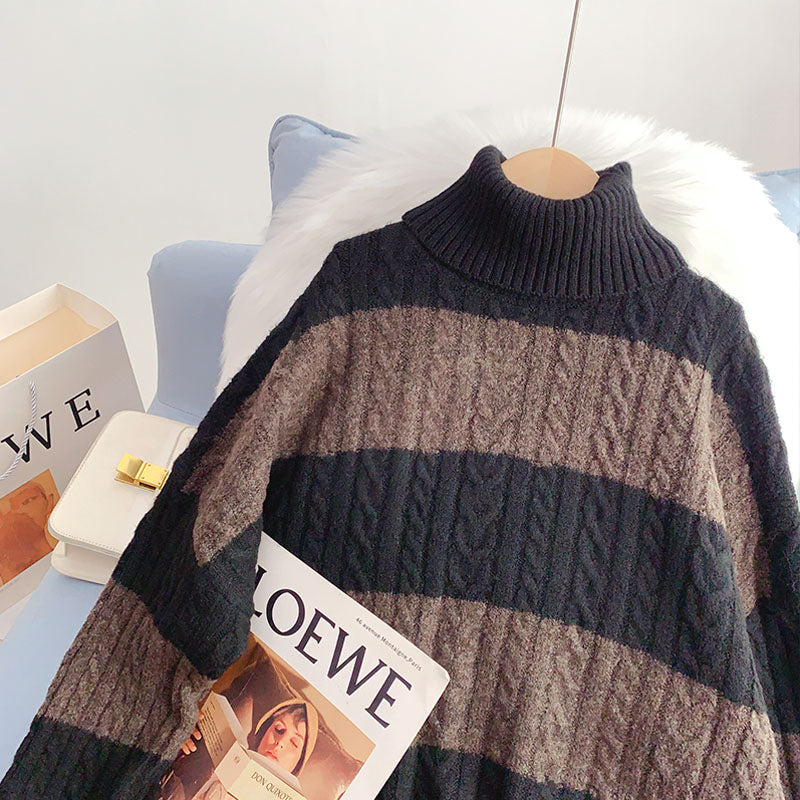 Vintage striped sweater women's sweater top 5123