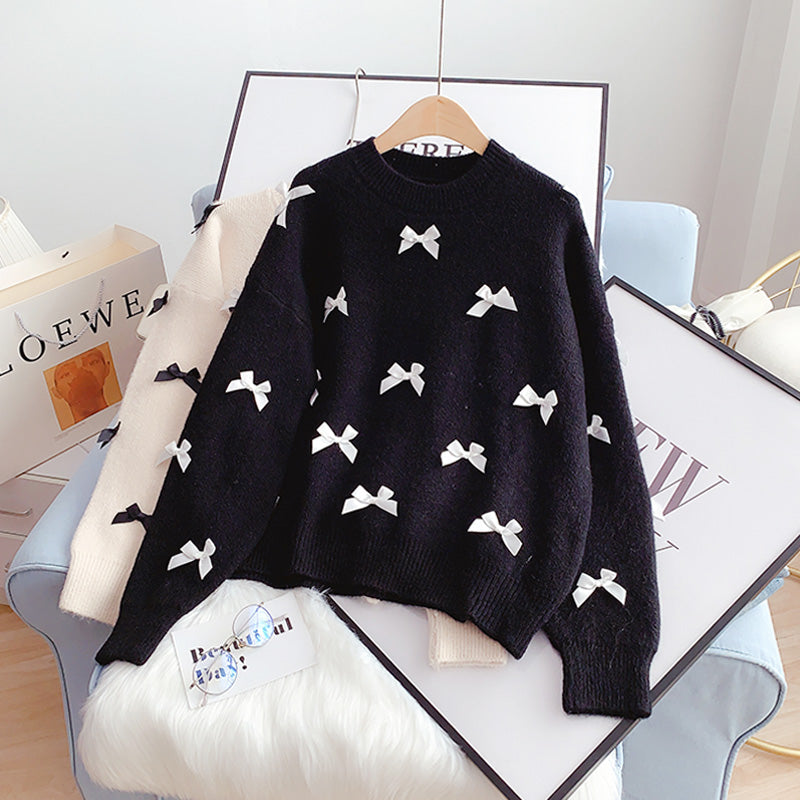 Sanfter Schleifenpullover Pullover Pullover Top 5120