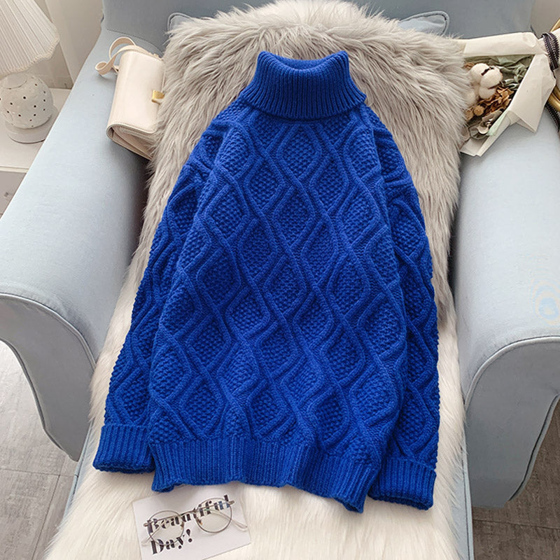 Vintage twist turtleneck sweater with Knitted Top 5108