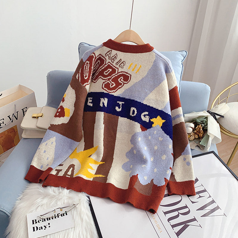 Cartoon sweater Korean knitted bottomed Shirt Top 4981