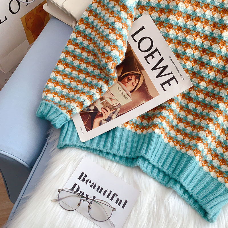 Lazy wind coarse wool sweater outer coat 5098