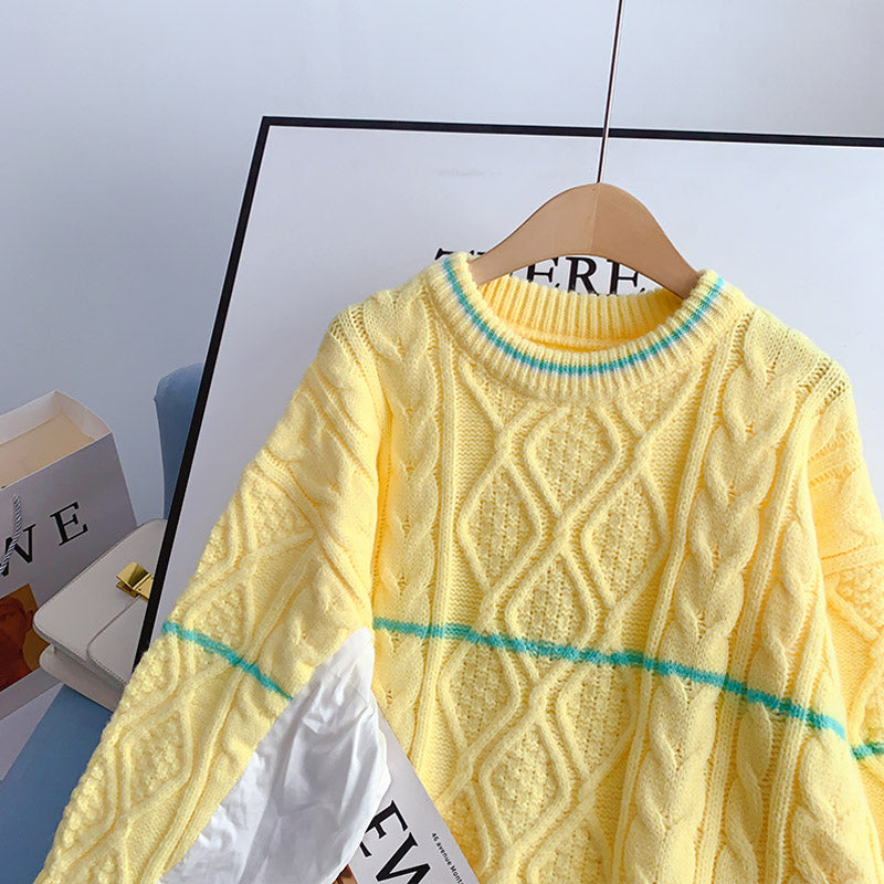 Twist sweater crew neck Pullover Sweater Top 5080