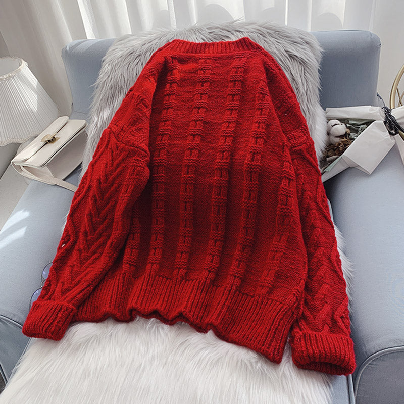 Twist sweater, foreign style, medium length 5062