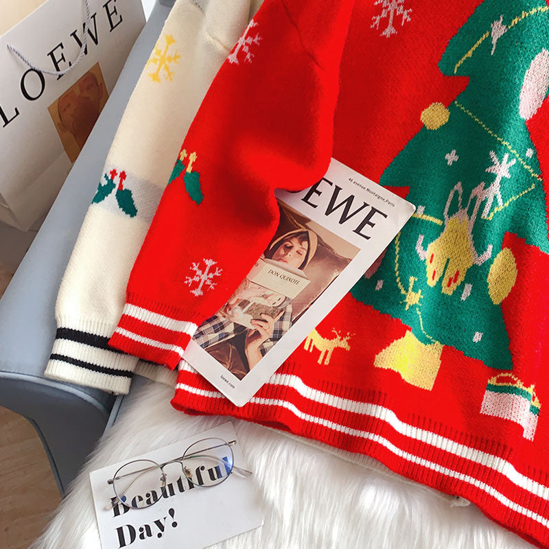 College style Navy collar Christmas Sweater Girl 4968