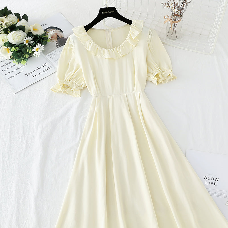 New lotus leaf collar small skirt French fairy gentle A-line skirt 4845