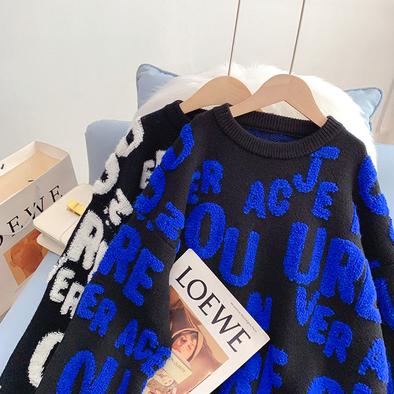 Buchstabe Pullover Pullover Pullover im ausländischen Stil 4989