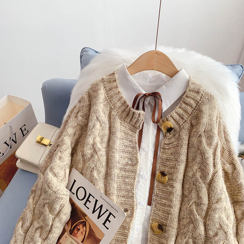 Retro twist sweater coat Korean top 5036