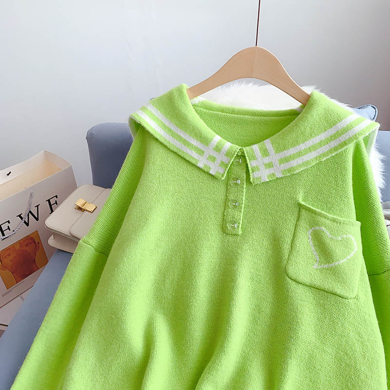 Pullover loose outer wear lazy style sweater top 4988