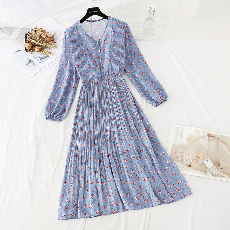 Flounced floral dress with thin ears skirt 4797