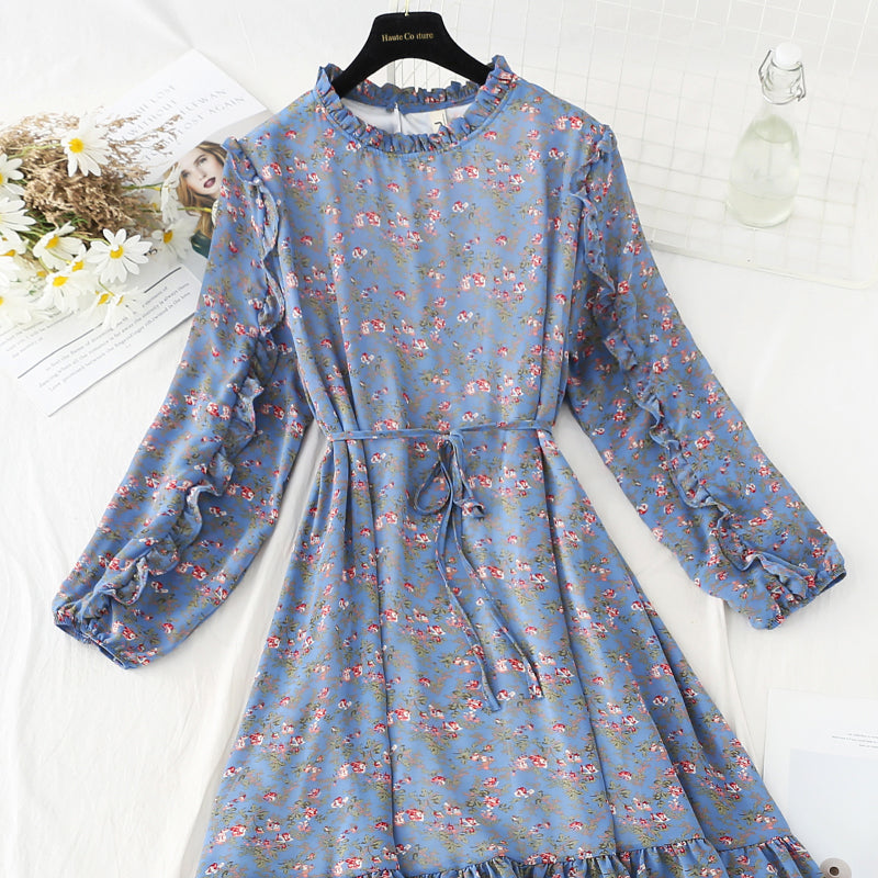 New women's lace up Ruffle Floral Dress 4822