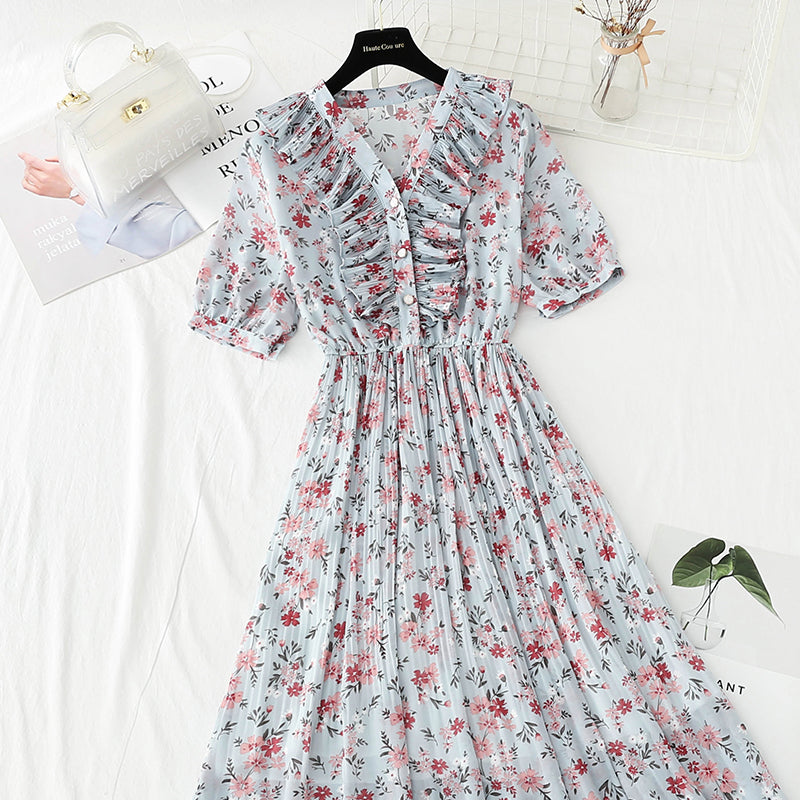 Französische erste Liebe süßer Rock sanfter Wind gebrochene Blume Chiffon 4893