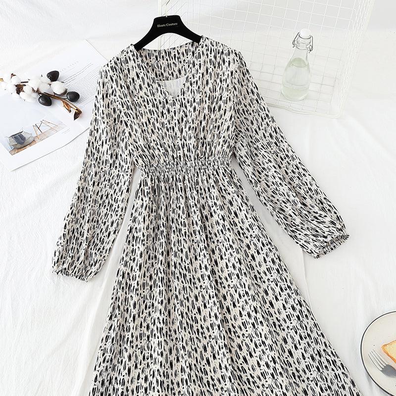 Slim inside with bottomed skirt long sleeve slim Chiffon Skirt 4831