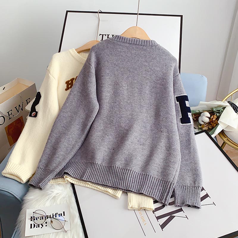 Bear sweater loose, lazy, foreign style, versatile sweater 4915