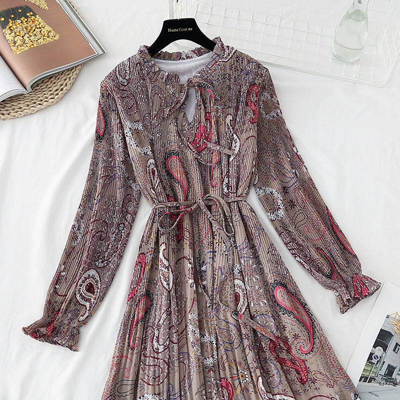 The new waist is slim, French retro forest chiffon long skirt 4837