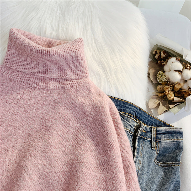 Sweater female high neck loose lazy wind 4920