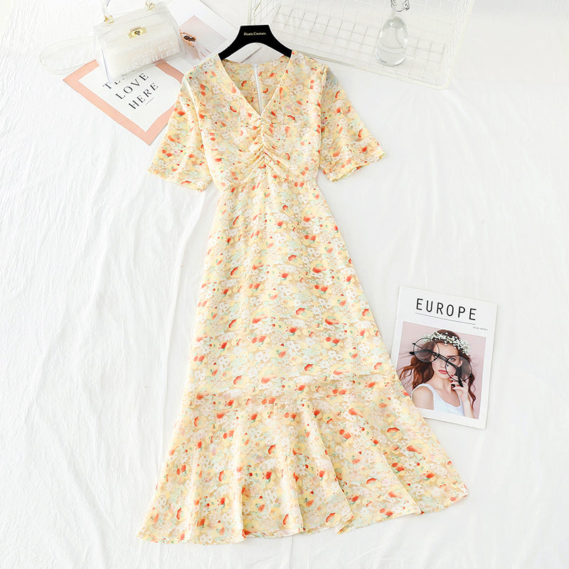 La nouvelle taille est fine. Jupe longue en mousseline de soie, jupe queue de poisson déesse 4612