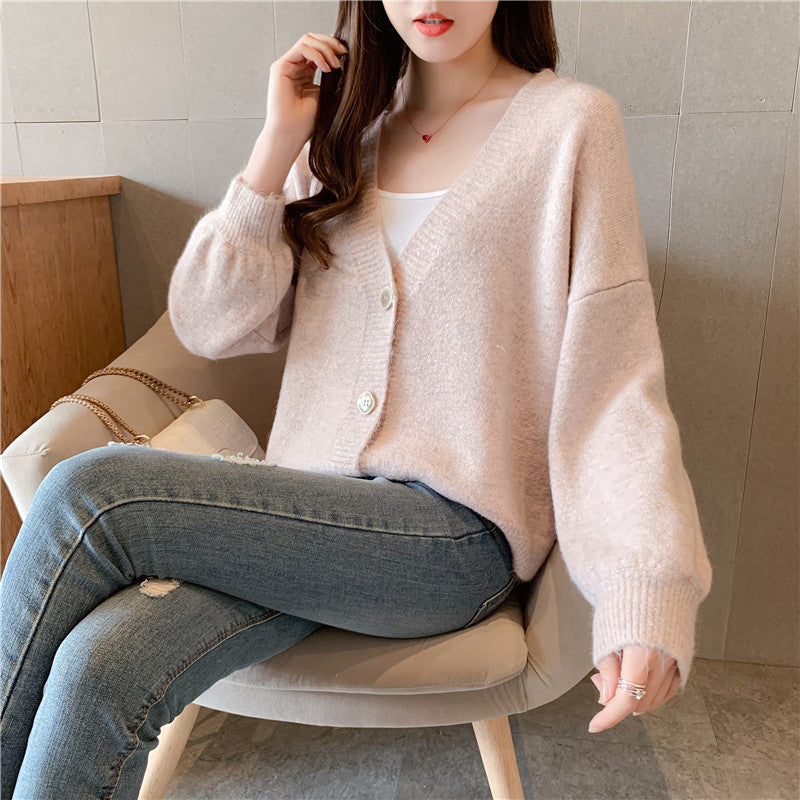 Lazy wind small fresh knitted cardigan foreign coat 4914
