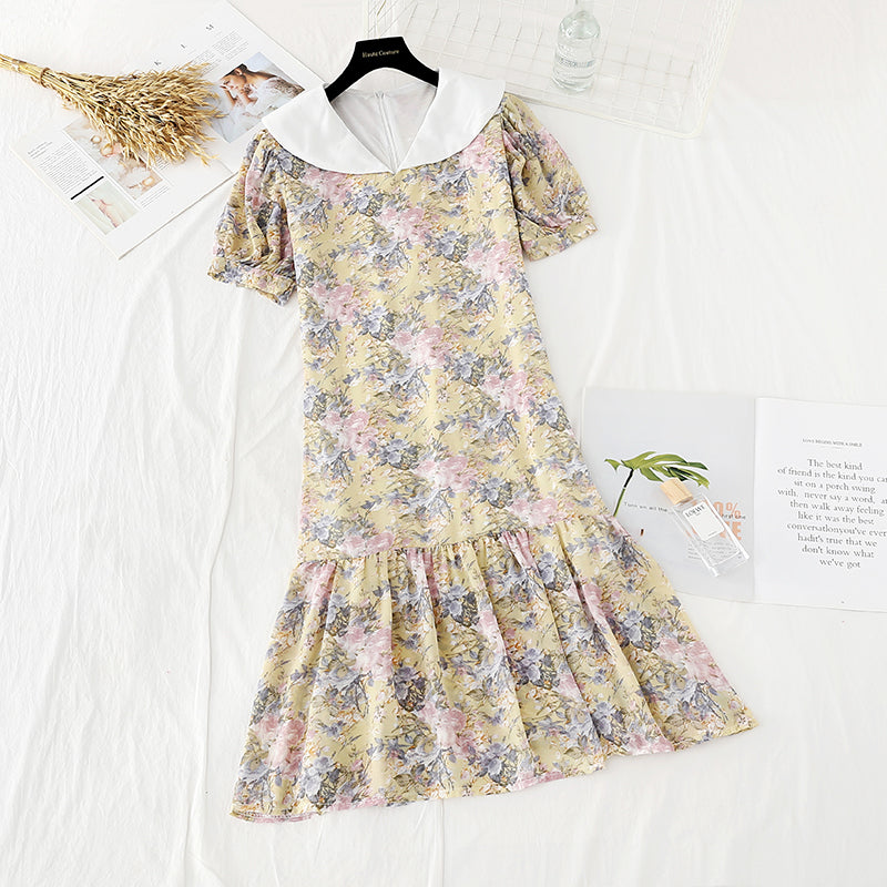 Jupe en mousseline de soie à volants et manches bouffantes pour le premier amour français 4614