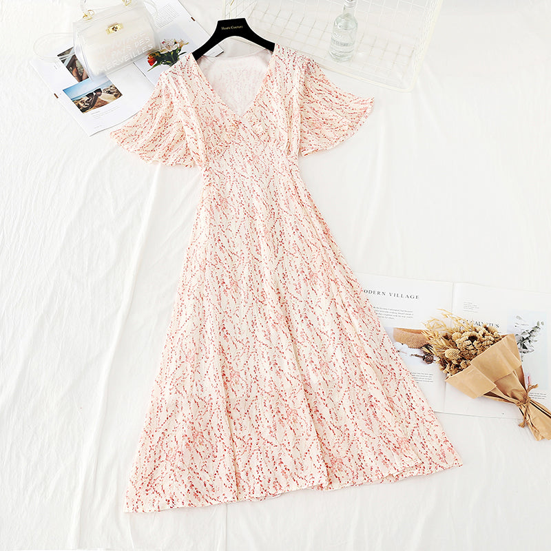 The new waist is slim, gentle and retro French dress 4651