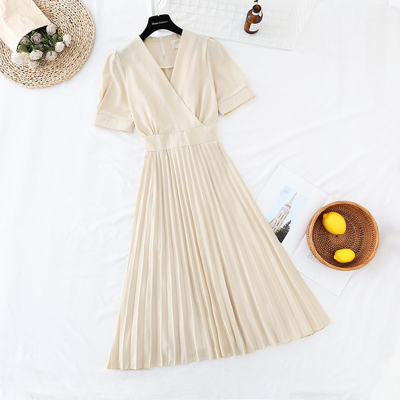 French retro pleated skirt with slim waist 4663