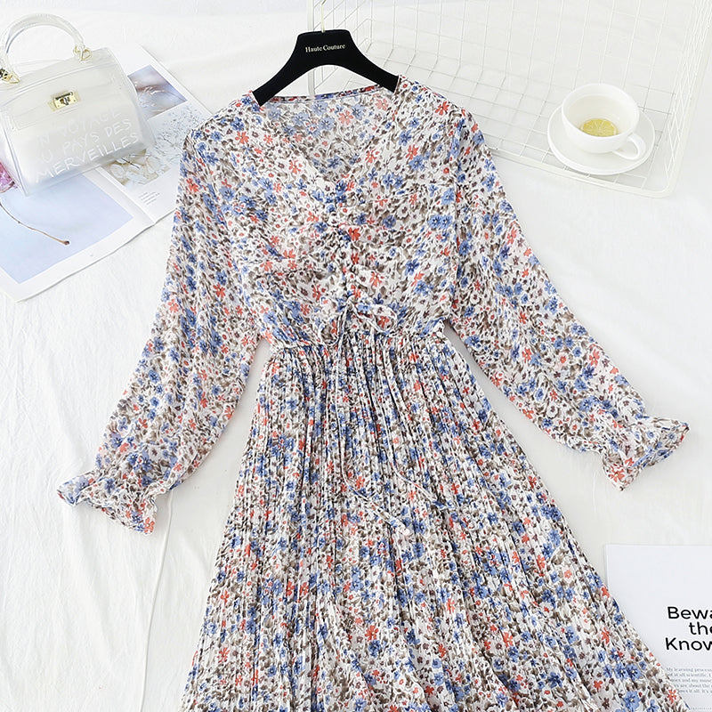 New lace up pleated waist for slim Pleated Chiffon Skirt 4712