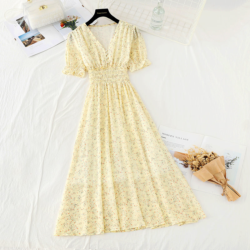 The new gentle cotton linen skirt is slim at the waist. French minority dress 4657