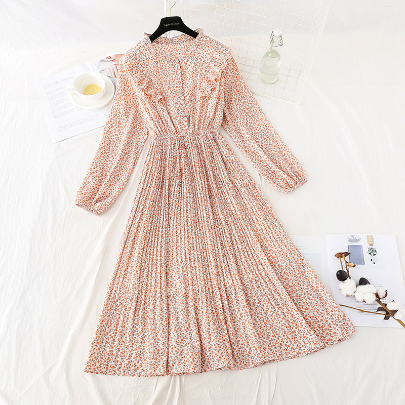 Nouvelle robe fleurie plissée au genou 4575