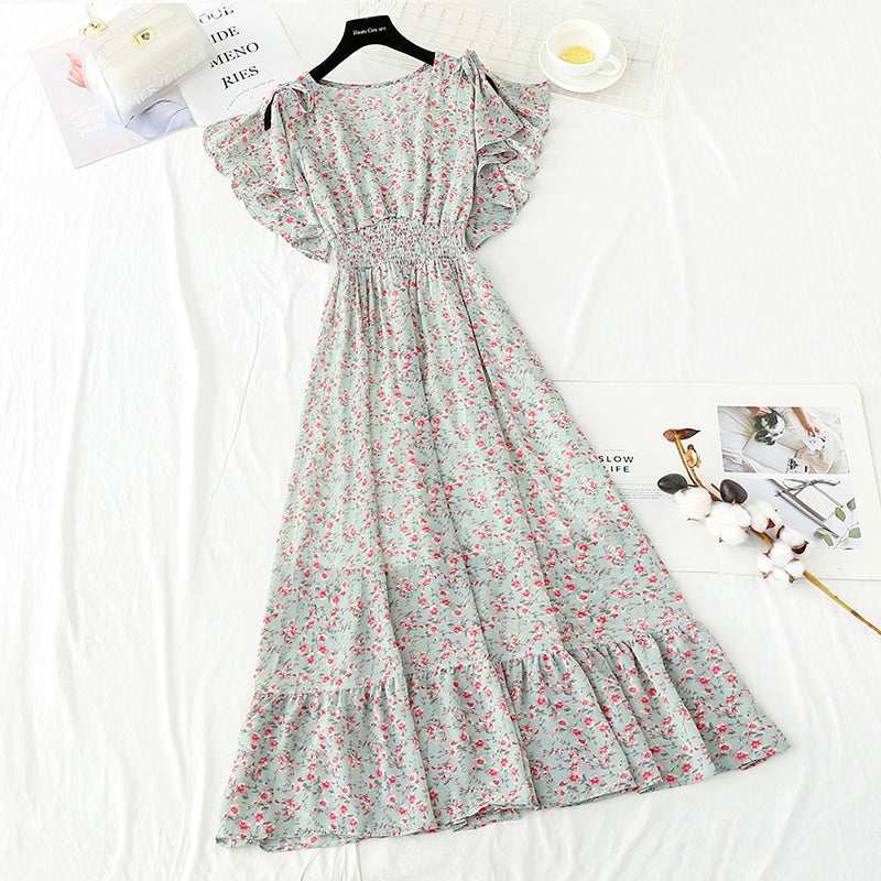 Slim lace up A-line skirt women's dress super sweet 4886