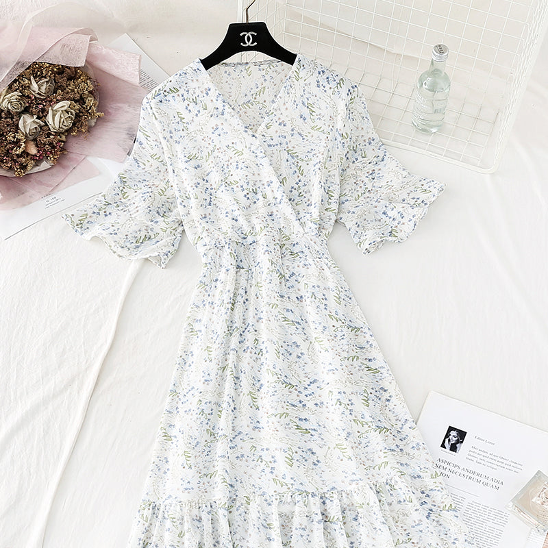 New style temperament, slim waist, French retro lotus leaf skirt 4508