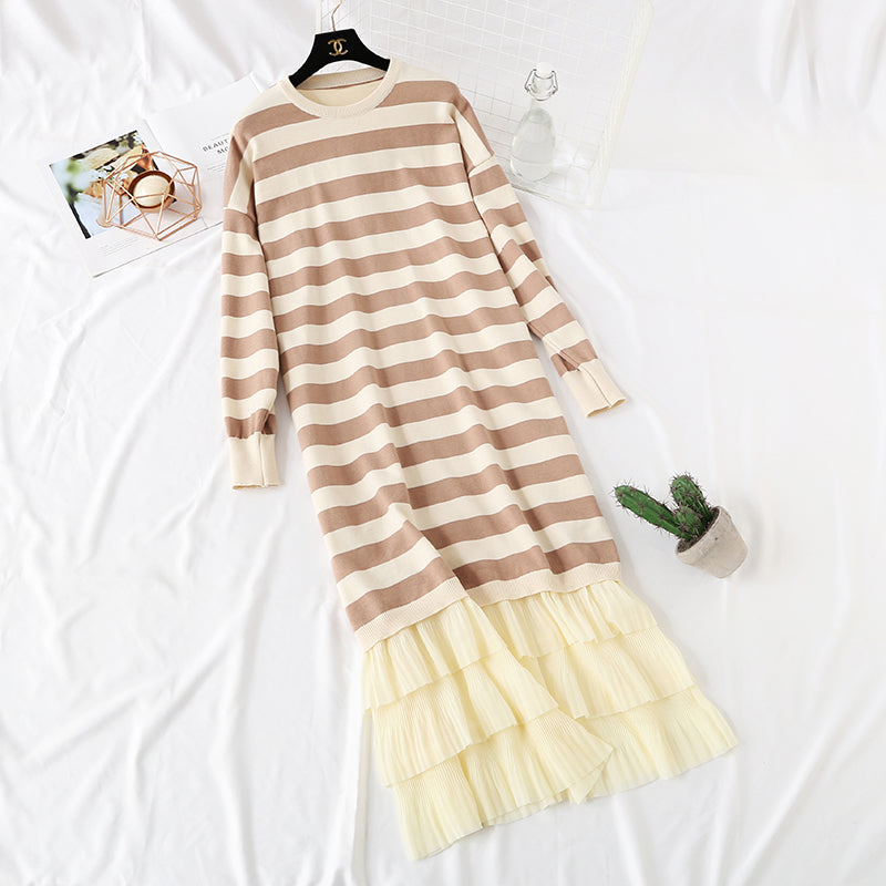 Super loose stripe knit dress 4445