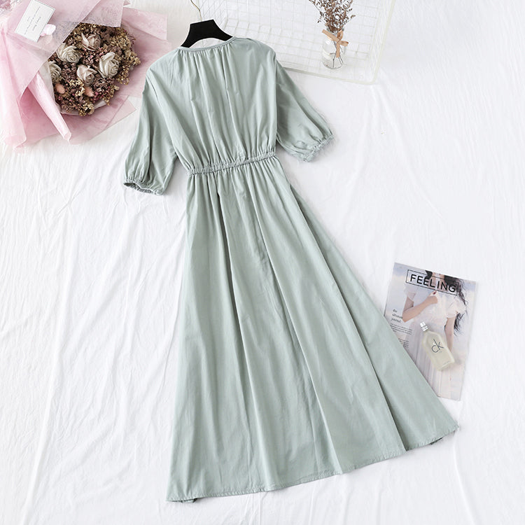 Super xiansen lace V-neck Zhixun French Platycodon skirt 4138