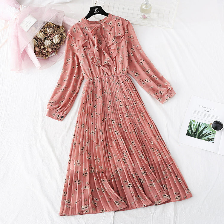 Chiffon-Kleid Faltenrock Französisch Retro Super Fairy 4488