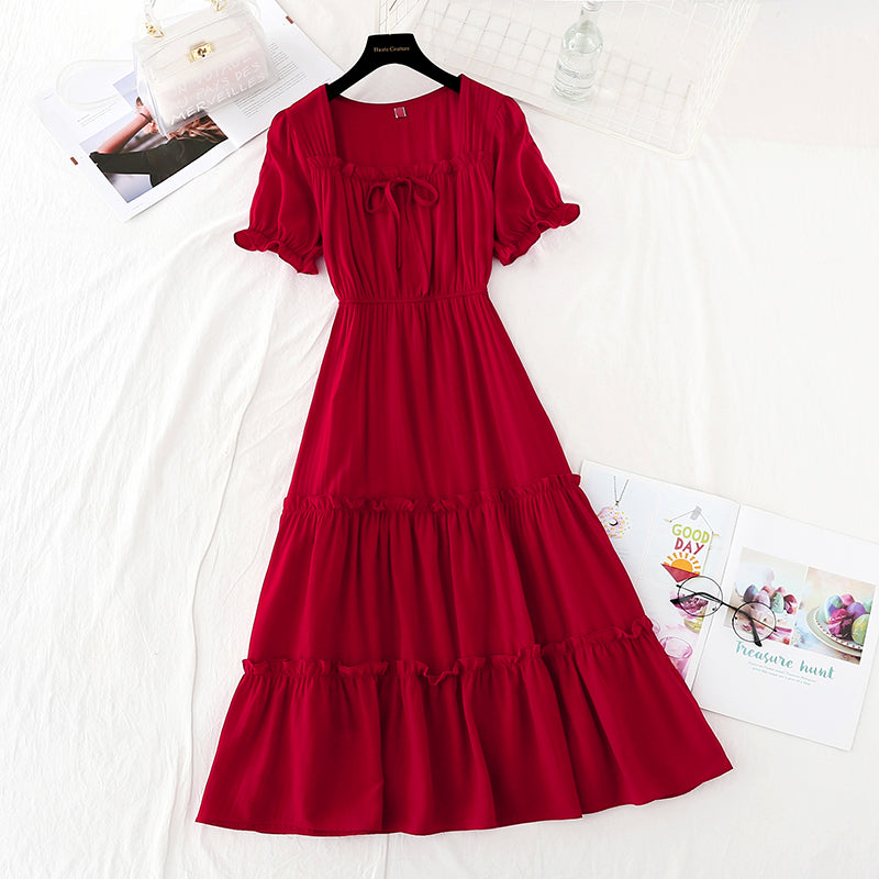 Französisches Retro-Cool-Wind-Quadrat-Kragen lila Feenkleid 4169