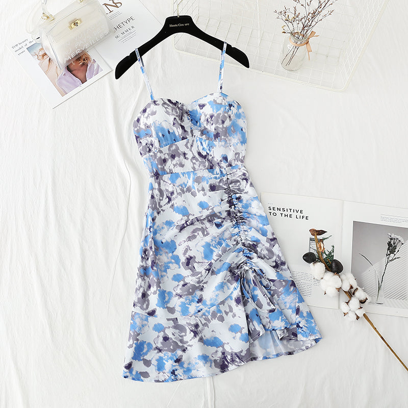 French retro oil painting Chiffon fairy temperament small skirt 4125