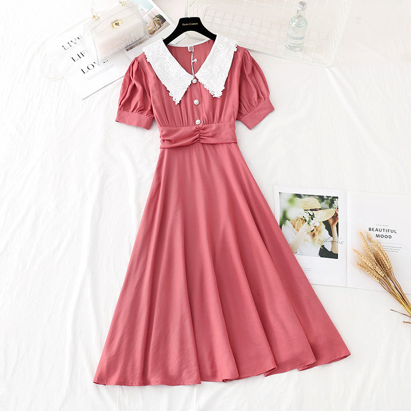 The new French retro waist shows thin temperament, goddess fan Fairy Dress 4159