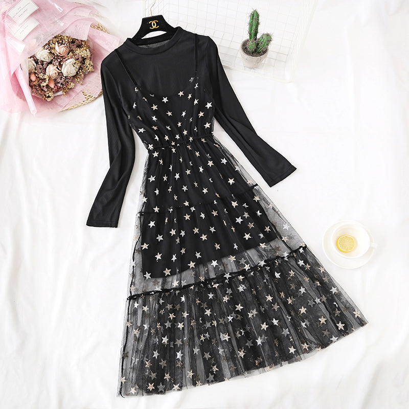 Minority pentagonal star mesh suit skirt 4320