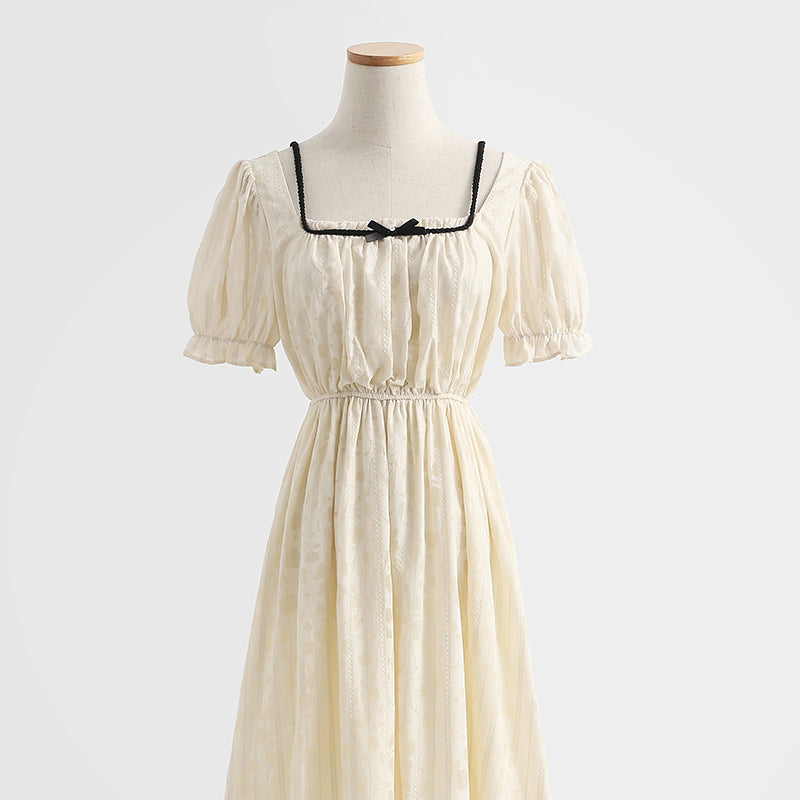 Niche design sense square collar Kikyo first love dress 4292