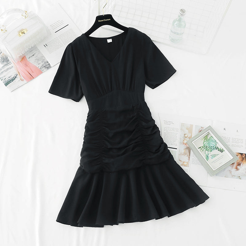 The new waist is slim, and the light cooked wind lotus leaf edge fishtail skirt 4156