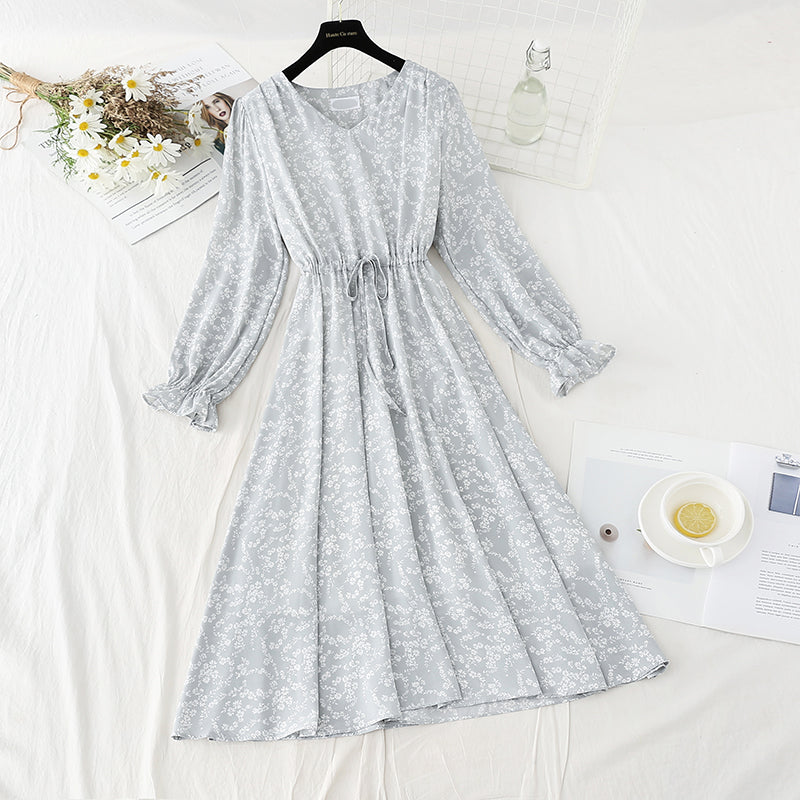 Blumenkleid aus Chiffon mit schmaler Taille und zartem Damenrock 4091