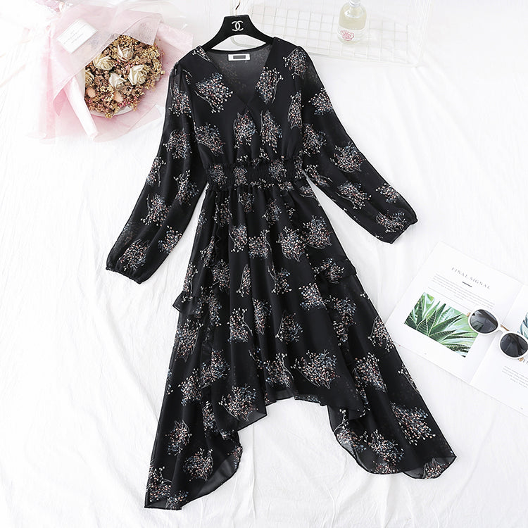 Irregular ruffled floral bottomed skirt 3994