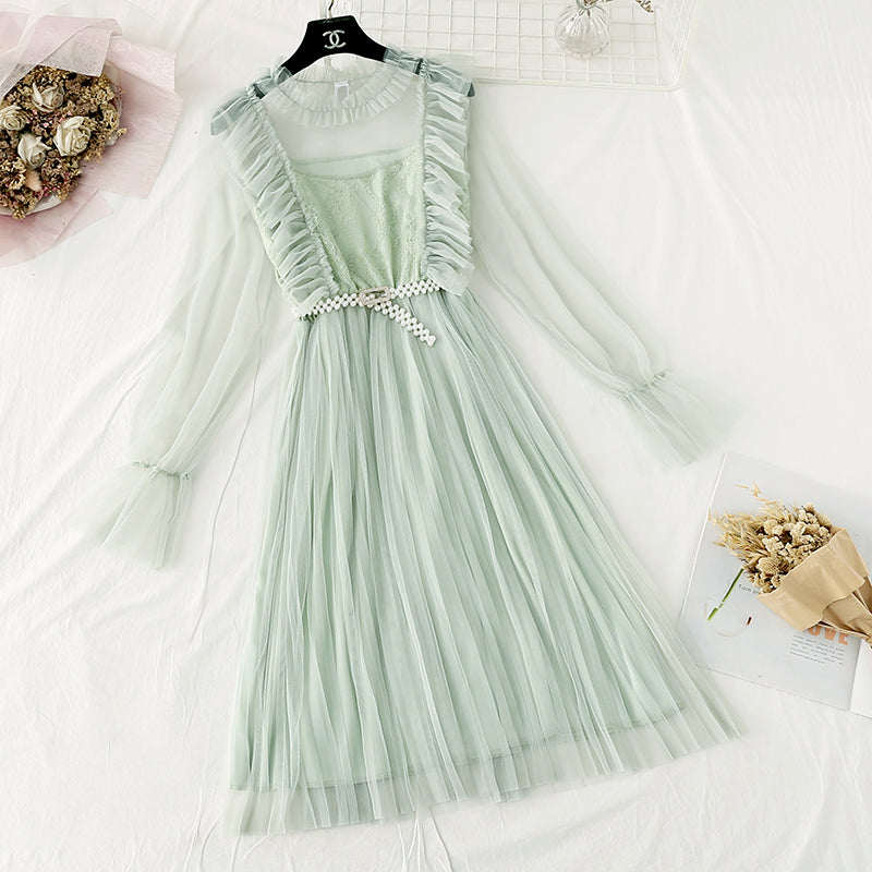 Knielanger französischer Retro-Faltenrock 4043