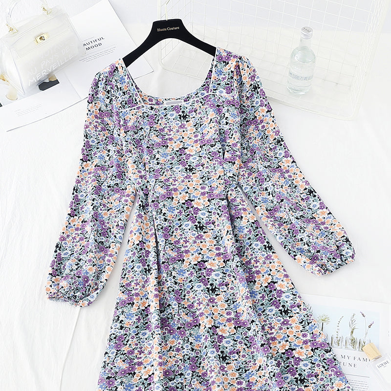 Slim waist with broken flower long skirt fairy super fairy series 3836